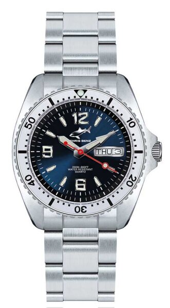 Montre de plongée en acier marin - Chris Benz Modèle: CBM-B-MB-SI