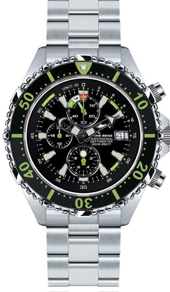 Montre homme de plongée - Série: Depthmeter Chronograph 300M - Chris Benz modèle: CB-C300-G-MB