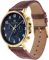 Montre homme avec bracelet en cuir marron façon croco - Tommy Hilfiger modèle: 1710380