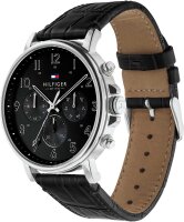 Montre homme avec bracelet en cuir noir façon croco - Tommy Hilfiger modèle: 1710381