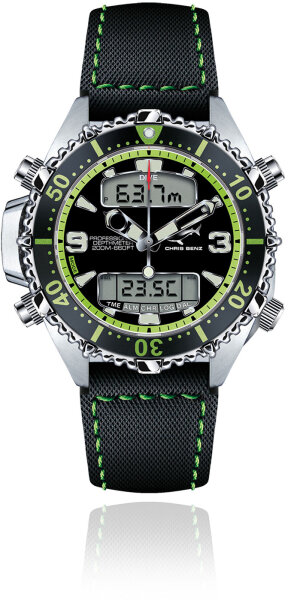 Chirs Benz CB-D200X-G-SBG Montre homme de plongée - Série: Depthmeter Digital 200 M