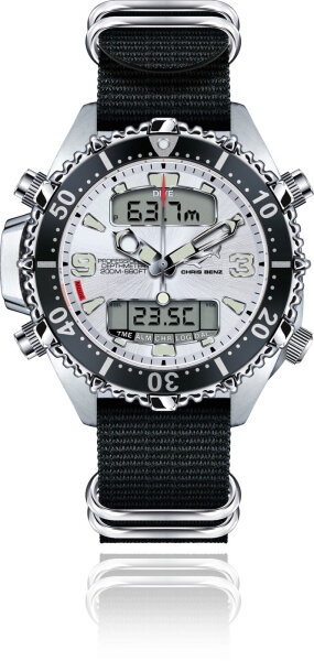Chirs Benz CB-D200X-SI-NBS Montre homme de plongée - Série: Depthmeter Digital 200 M