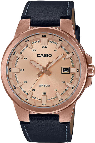 Montre homme bracelet cuir, date - Casio modèle: MTP-E173RL-5AVEF