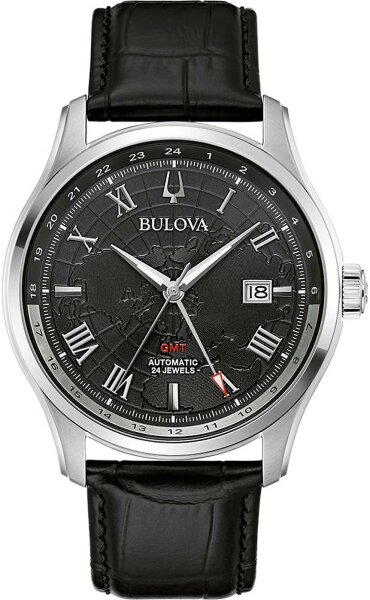 Montre homme, date, bracelet en cuir - Bulova modèle: 96B387