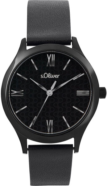 Montre femme avec boîtier en acier inoxydable noir - s.Oliver modèle: 2035439
