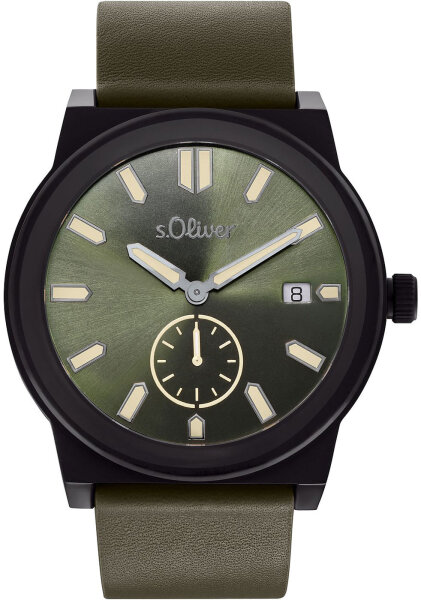 Montre homme avec bracelet en cuir vert - s.Oliver modèle: 2035442
