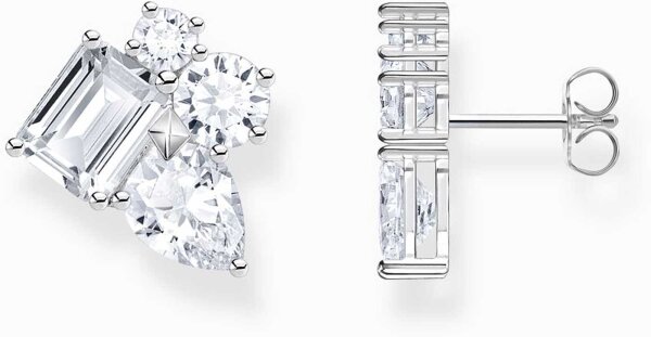 Puces d’oreilles avec 4 pierres de zirconia travaillées - Thomas Sabo modèle: H2275-051-14