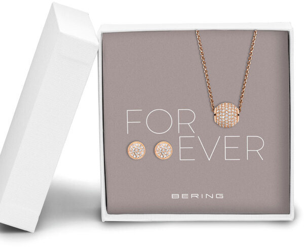 Set collier avec pendentif et puces d’oreilles - Bering Jewelry modèle: 414Sparkle-708-Rosegold