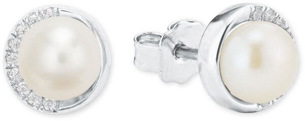 Puces d’oreilles perle entourées de pierres - s.Oliver Jewelry modèle: 2022749