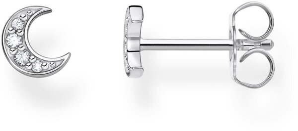 Puce d’oreille unique lune avec petites pierres - argent sterling 925