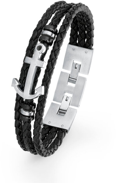 Bracelet en cuir tressé avec pendentif ancre - s.Oliver Jewelry modèle: 2018683