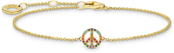 Bracelet Peace avec pierres colorées - plaqué or jaune 750