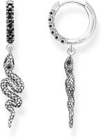 Créoles avec pendentifs serpent et épée - argent sterling 925 noirci