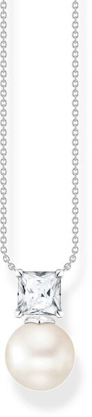 Collier avec perles et pendentif pierre - argent sterling 925