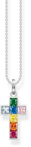 Collier avec croix colorée - argent sterling 925