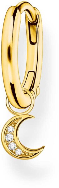 Créole unique avec pendentif lune - plaqué or jaune 750