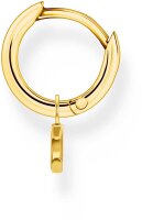 Créole unique avec pendentif lune - plaqué or jaune 750