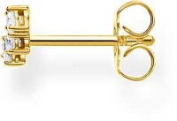 Puce d’oreille unique avec pierres blanches - plaqué or jaune 750