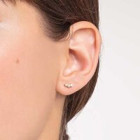 Puce d’oreille unique avec pierres blanches - plaqué or jaune 750