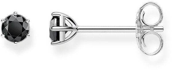 Puces d’oreilles avec pierre noire - argent sterling 925