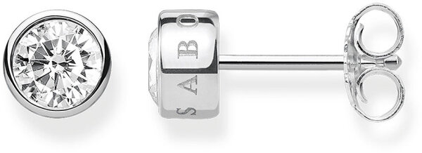 Puces d’oreilles avec pierre blanche - argent sterling 925