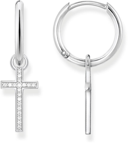 Créoles avec pendentif croix - argent sterling 925
