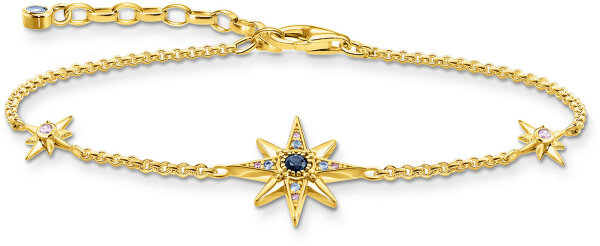 Bracelet Royalty étoile avec pierres - plaqué or jaune 750