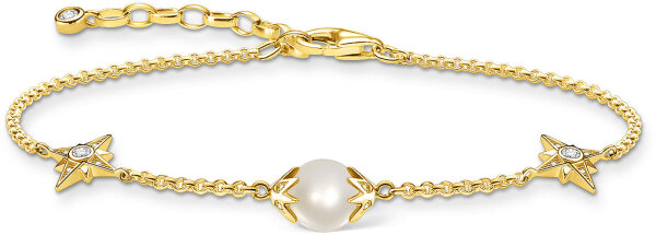 Bracelet perle avec étoiles - plaqué or jaune 750
