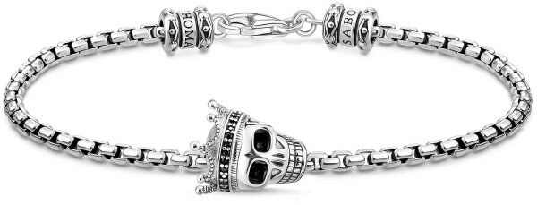 Bracelet tête de mort avec couronne - argent sterling 925