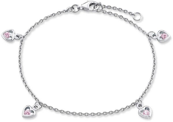 Prinzessin Lillifee 2034230 bracelet à breloques avec 4 pendentifs cœurs