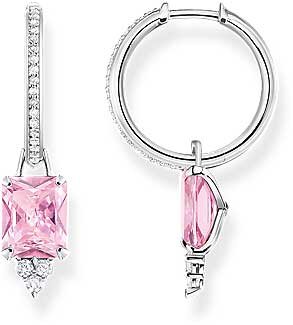 Créoles avec pierres et pendentif rose - argent sterling 925