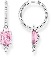 Créoles avec pierres et pendentif rose - argent...