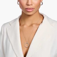 Collier long avec grand pendentif cercle - plaqué or rose 750