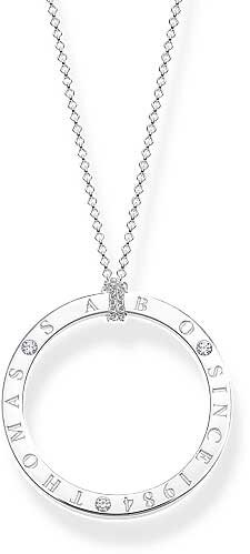 Collier long avec grand pendentif cercle - argent sterling 925