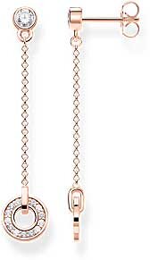 Longues boucles d’oreilles pendantes avec pendentif cercle - plaqué or rose 750