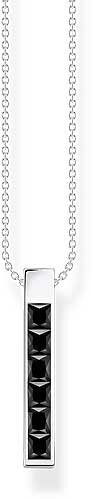 Collier avec long pendentif et pierres noires - argent sterling 925