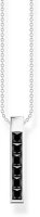 Collier avec long pendentif et pierres noires - argent...