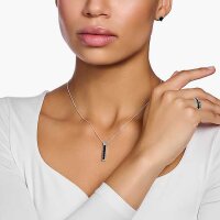 Collier avec long pendentif et pierres noires - argent sterling 925
