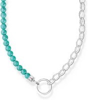Charmcollier avec perles et maillons - turquoise...