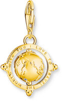 Charm pendentif globe 3D coloré - plaqué or jaune 750