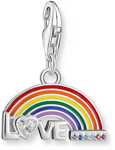 Charm pendentif arc-en-ciel 3D coloré - argent sterling 925