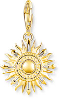 Charm pendentif soleil 3D coloré - plaqué or jaune 750