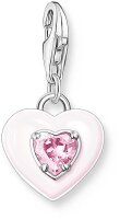 Charm pendentif cœur 3D rose - argent sterling 925