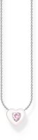 Collier avec pendentif cœur 3D et pierre rose -...