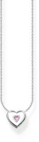 Collier avec pendentif cœur 3D et pierre rose - argent sterling 925