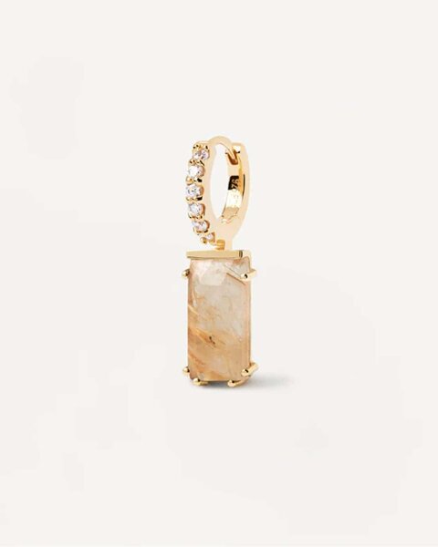 Naoki créole unique avec petites pierres et pendentif pierre précieuse - plaqué or 18K