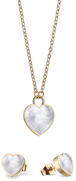 Collier avec pendentif cœur et boucles d’oreilles cœur - Bering Jewelry modèle: 431-715-Gold