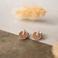 Opacity boucles d’oreilles rondes avec élément en bois - Holzkern modèle: Jewelry
