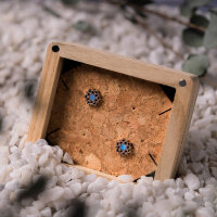 Composition boucles doreilles avec nacre bleue - Holzkern...