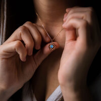 Composition collier avec pendentif en nacre bleue - Holzkern modèle: Jewelry